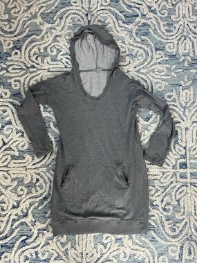 EUC GAP Gray Hooded Sweatshirt Dress - French Terry - Women’s Size Medium Tall